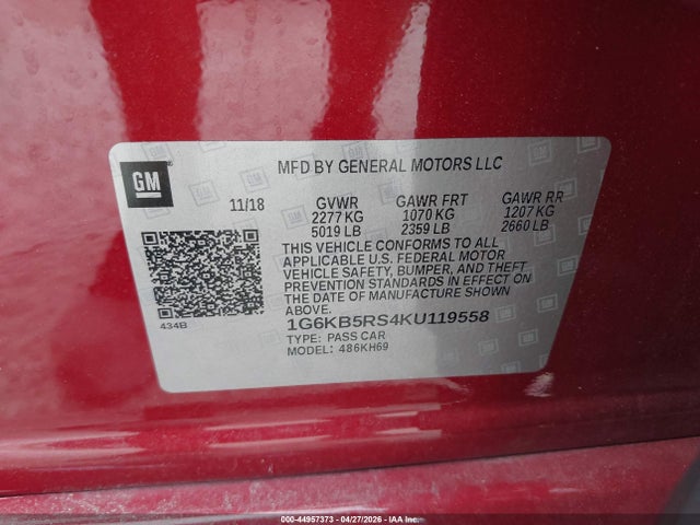 Aukcja sprzedaży 2019 Cadillac Ct6 Luxury, vin: 1G6KB5RS4KU119558, numer aukcji: 44957373