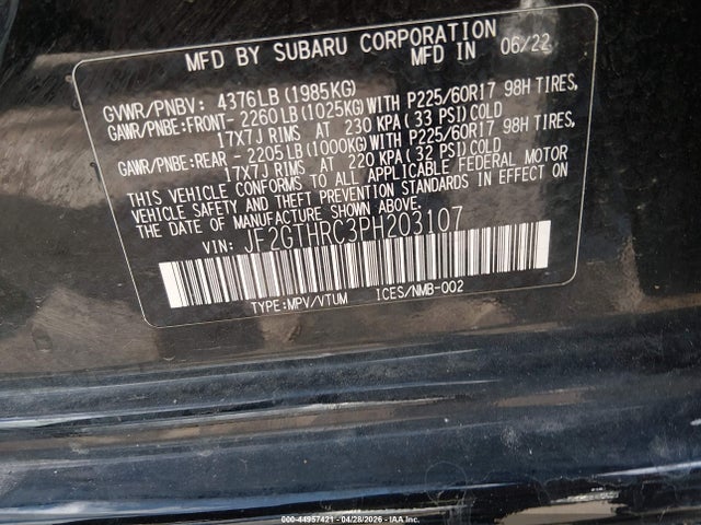 Продажа на аукционе авто 2023 Subaru Crosstrek Sport, vin: JF2GTHRC3PH203107, номер лота: 44957421