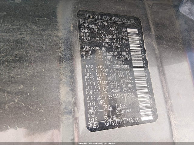 JN8BT3BA5SW011023 Nissan Rogue Sv Fwd