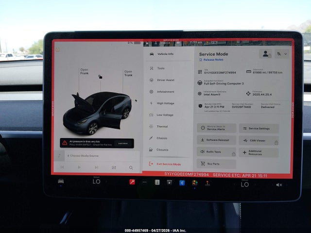 44957469 :رقم المزاد ، 5YJYGDEE0MF274994 vin ، 2021 Tesla Model Y Long Range Dual Motor All-wheel Drive مزاد بيع