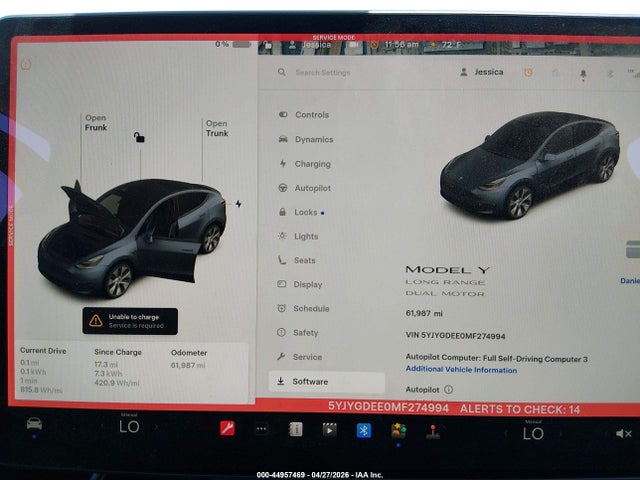 44957469 :رقم المزاد ، 5YJYGDEE0MF274994 vin ، 2021 Tesla Model Y Long Range Dual Motor All-wheel Drive مزاد بيع