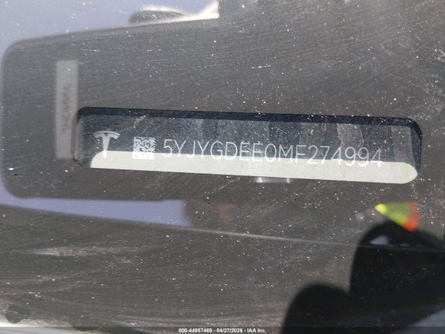 44957469 :رقم المزاد ، 5YJYGDEE0MF274994 vin ، 2021 Tesla Model Y Long Range Dual Motor All-wheel Drive مزاد بيع