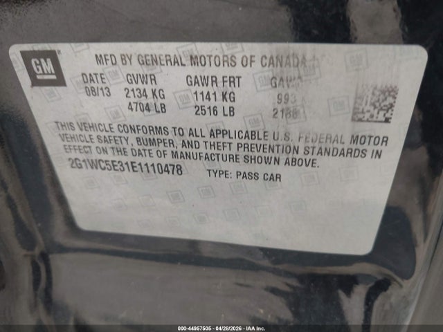 2014 Chevrolet Impala Limited Ltz მანქანა იყიდება აუქციონზე, vin: 2G1WC5E31E1110478, აუქციონის ნომერი: 44957505