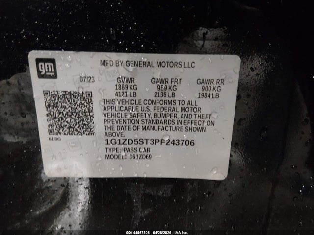 1G1ZD5ST3PF243706 Chevrolet Malibu Fwd 1lt