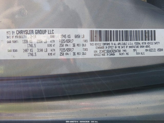 Продажа на аукционе авто 2014 Chrysler Town & Country Touring, vin: 2C4RC1BGXER294700, номер лота: 44957514