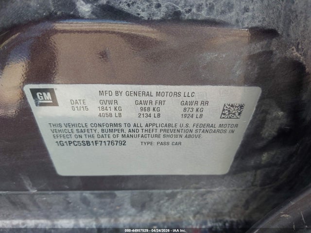 Продаж на аукціоні авто 2015 Chevrolet Cruze 1lt Auto, vin: 1G1PC5SB1F7176792, номер лоту: 44957529