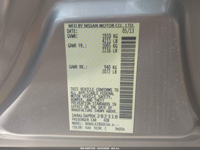 Aukcja sprzedaży 2013 Nissan Altima 2.5 S, vin: 1N4AL3AP9DC282318, numer aukcji: 44957538