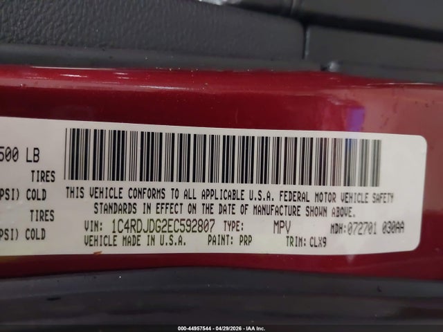 Dodge DURANGO LIMITED 2014 1C4RDJDG2EC592807 Image 9