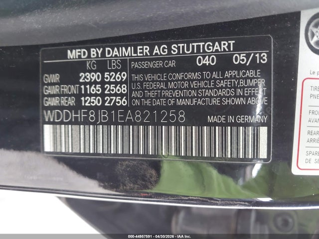 44957591 :رقم المزاد ، WDDHF8JB1EA821258 vin ، 2014 Mercedes-benz E 350 4matic مزاد بيع