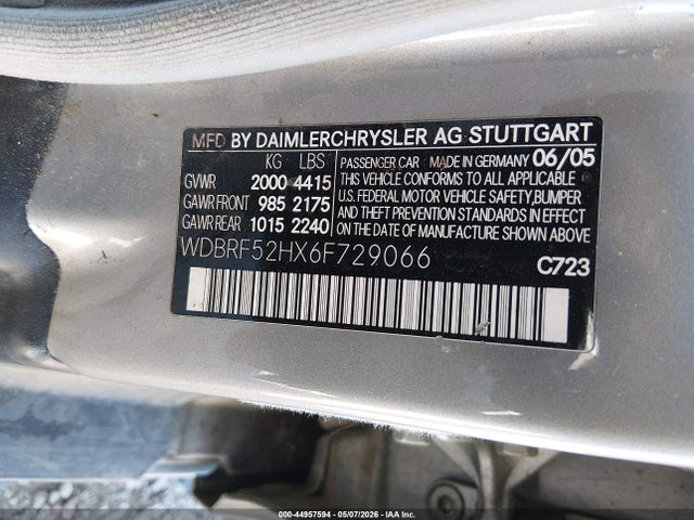 Продаж на аукціоні авто 2006 Mercedes-benz C 230 Sport, vin: WDBRF52HX6F729066, номер лоту: 44957594