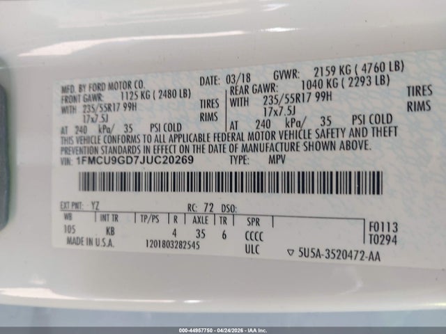Ford ESCAPE SE 2018 1FMCU9GD7JUC20269 Image 9