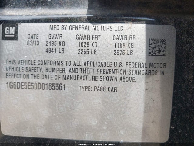 Продаж на аукціоні авто 2013 Cadillac Cts Luxury, vin: 1G6DE5E50D0165561, номер лоту: 44957767