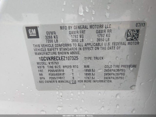 Aukcja sprzedaży 2014 Chevrolet Silverado 1500 2lt, vin: 1GCVKRECXEZ107325, numer aukcji: 44957781