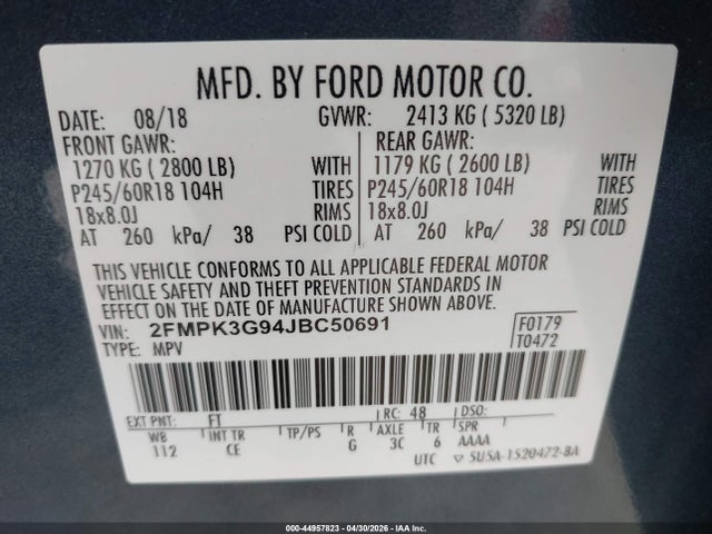 Ford EDGE SE 2018 2FMPK3G94JBC50691 Image 9