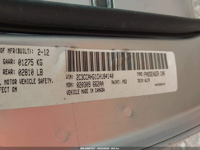 Aukcja sprzedaży 2012 Chrysler 300 Limited, vin: 2C3CCAHG1CH184140, numer aukcji: 44957837