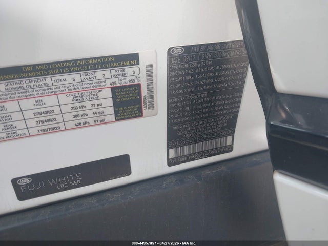 44957857 :رقم المزاد ، SALGS2FE2HA368606 vin ، 2017 Land Rover Range Rover 5.0l V8 Supercharged مزاد بيع