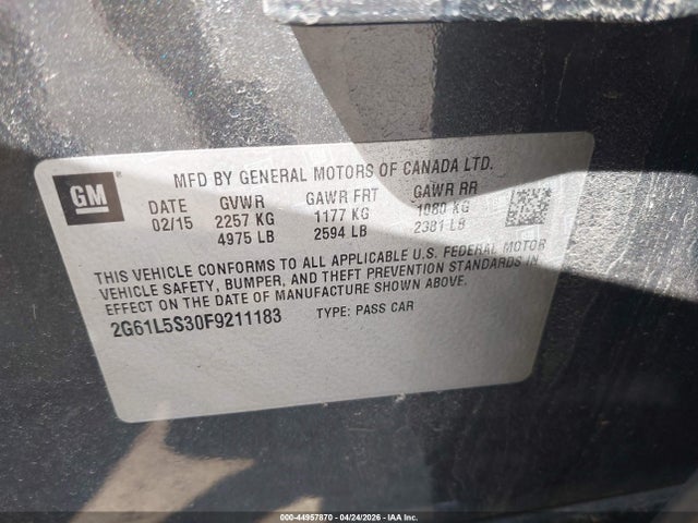Aukcja sprzedaży 2015 Cadillac Xts Standard, vin: 2G61L5S30F9211183, numer aukcji: 44957870
