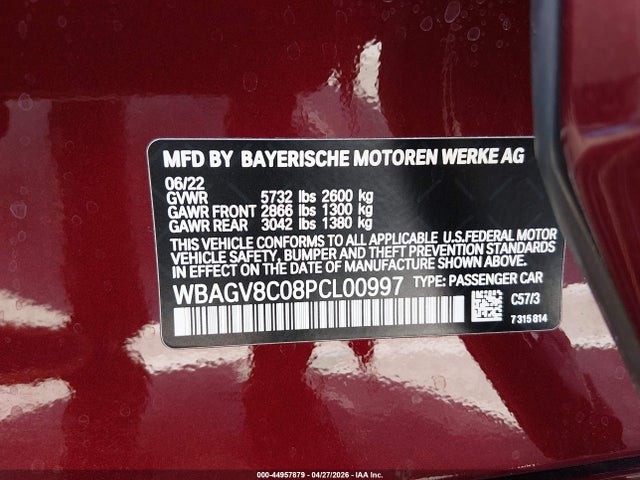 Продажа на аукционе авто 2023 Bmw M850i Gtan Coupe Xdrive, vin: WBAGV8C08PCL00997, номер лота: 44957879