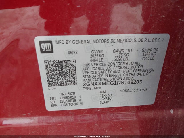Продаж на аукціоні авто 2024 Chevrolet Equinox Fwd Rs, vin: 3GNAXMEG1RS108203, номер лоту: 44957884