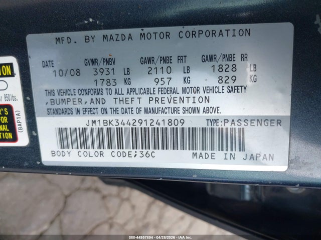 Aukcja sprzedaży 2009 Mazda Mazda3 S Sport, vin: JM1BK344291241809, numer aukcji: 44957894