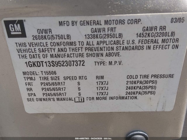 Продажа на аукционе авто 2005 Gmc Envoy Slt, vin: 1GKDT13S952307372, номер лота: 44957903
