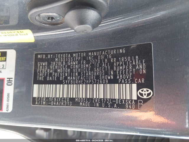 44957914 :رقم المزاد ، 5YFBURHE2HP572609 vin ، 2017 Toyota Corolla Se مزاد بيع