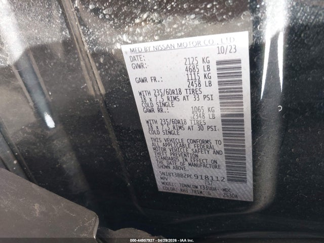 Продаж на аукціоні авто 2023 Nissan Rogue Sv Intelligent Awd, vin: 5N1BT3BB2PC918112, номер лоту: 44957927