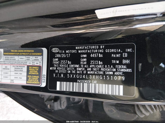 5XXGU4L3XHG151079 KIA OPTIMA EX