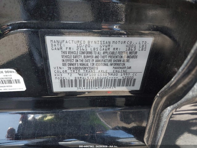 2021 Nissan Sentra Sr Xtronic Cvt მანქანა იყიდება აუქციონზე, vin: 3N1AB8DV6MY204819, აუქციონის ნომერი: 44957963