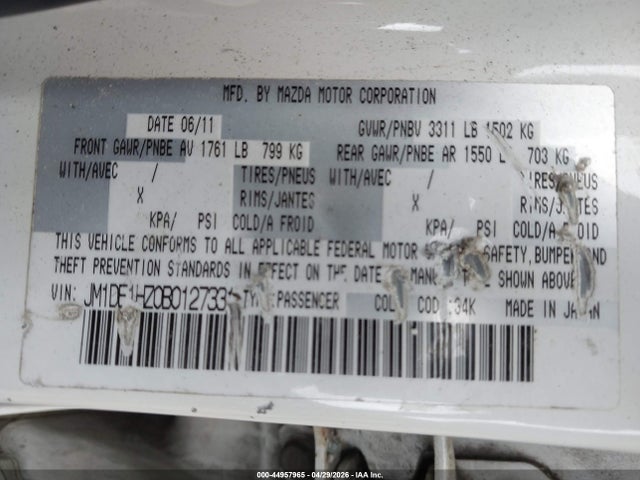 Aukcja sprzedaży 2011 Mazda Mazda2 Sport, vin: JM1DE1HZ0B0127331, numer aukcji: 44957965