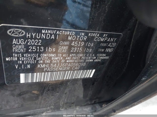 Aukcja sprzedaży 2023 Hyundai Sonata Hybrid Limited, vin: KMHL54JJ6PA056098, numer aukcji: 44957972