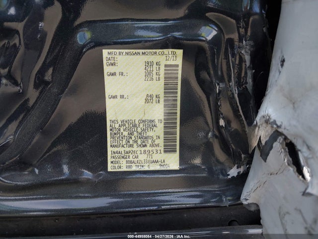 Aukcja sprzedaży 2014 Nissan Altima 2.5 S, vin: 1N4AL3AP2EC189531, numer aukcji: 44958084