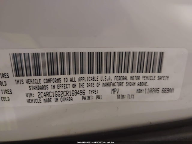 Aukcja sprzedaży 2012 Chrysler Town & Country Limited, vin: 2C4RC1GG2CR168496, numer aukcji: 44958093