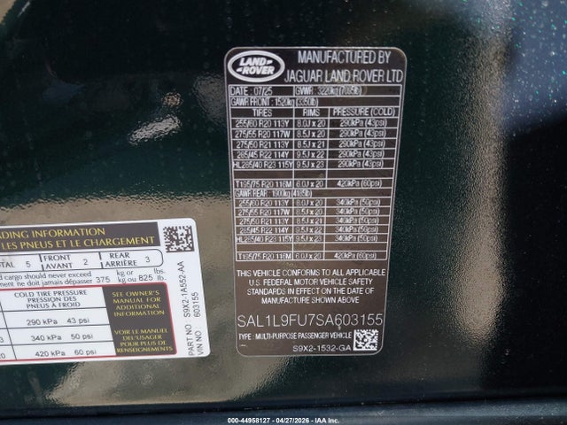 SAL1L9FU7SA603155 Land Rover Range Rover Sport P400 Dynamic Se