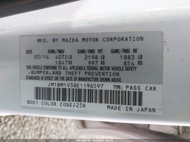 Продажа на аукционе авто 2014 Mazda Mazda3 S Touring, vin: JM1BM1V38E1196597, номер лота: 44958185