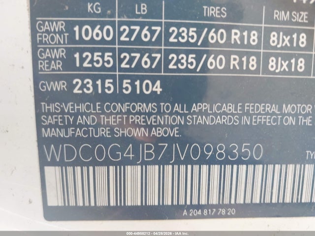 Продаж на аукціоні авто 2018 Mercedes-benz Glc 300, vin: WDC0G4JB7JV098350, номер лоту: 44958212