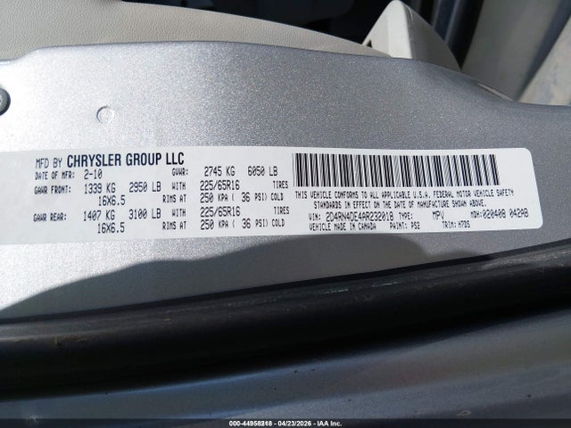 Продажа на аукционе авто 2010 Dodge Grand Caravan Se, vin: 2D4RN4DE4AR232018, номер лота: 44958218
