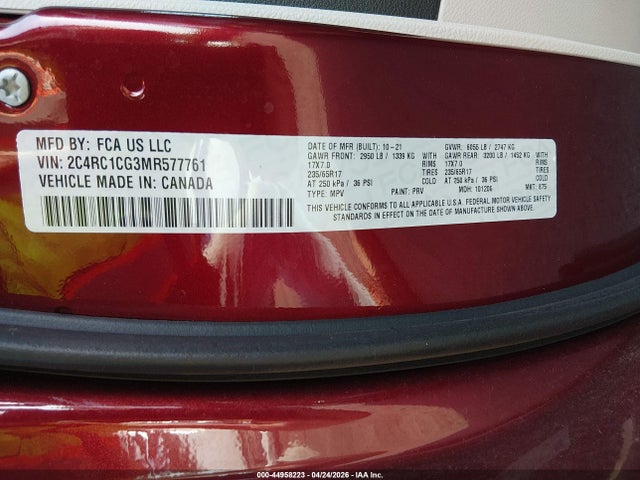 2021 Chrysler Voyager Lx მანქანა იყიდება აუქციონზე, vin: 2C4RC1CG3MR577761, აუქციონის ნომერი: 44958223