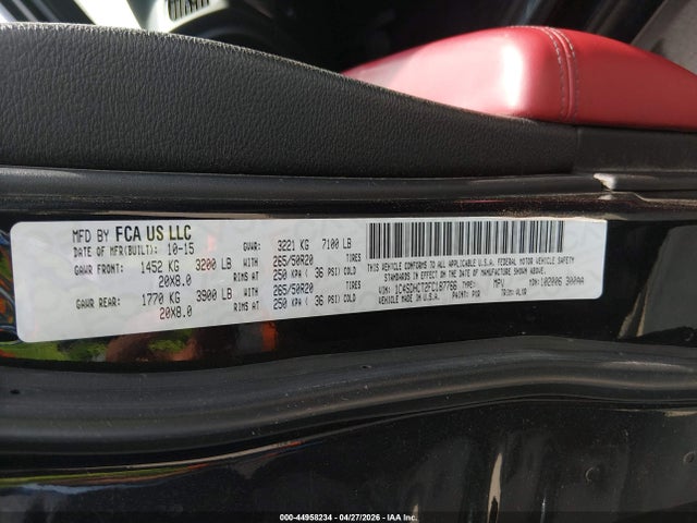 Продаж на аукціоні авто 2015 Dodge Durango R/t, vin: 1C4SDHCT2FC187766, номер лоту: 44958234