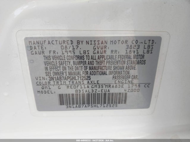 Aukcja sprzedaży 2017 Nissan Sentra Sv, vin: 3N1AB7AP5HL712525, numer aukcji: 44958233