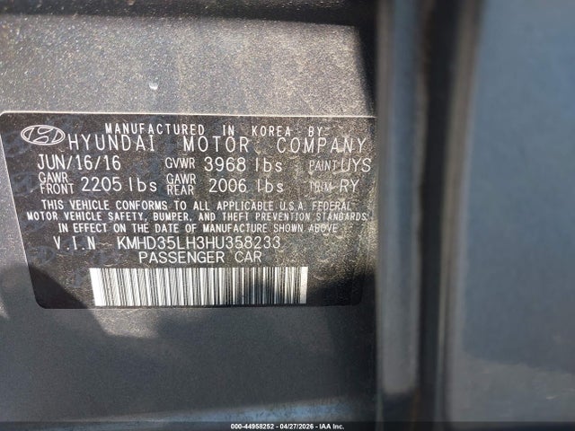 Продаж на аукціоні авто 2017 Hyundai Elantra Gt, vin: KMHD35LH3HU358233, номер лоту: 44958252