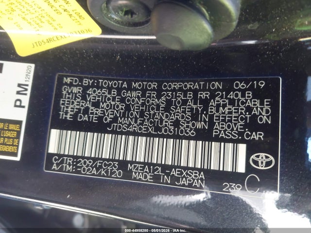 Продажа на аукционе авто 2020 Toyota Corolla Se, vin: JTDS4RCEXLJ031036, номер лота: 44958280
