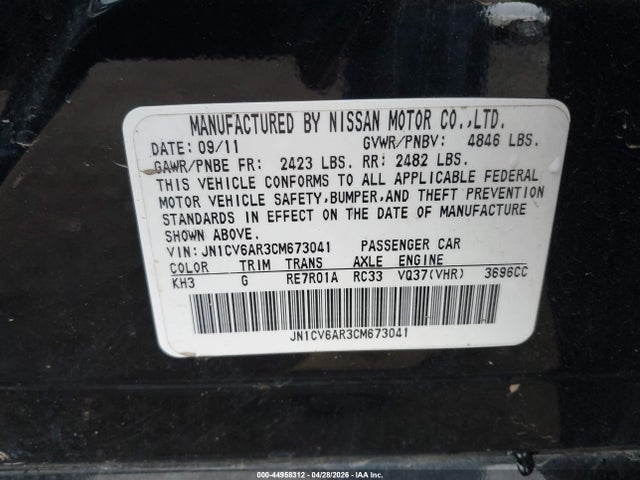 Продаж на аукціоні авто 2012 Infiniti G37x, vin: JN1CV6AR3CM673041, номер лоту: 44958312