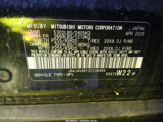 Aukcja sprzedaży 2025 Mitsubishi Outlander Se 2.5 S-awc/trail Edition S-awc, vin: JA4J4VA81SZ038484, numer aukcji: 44958323