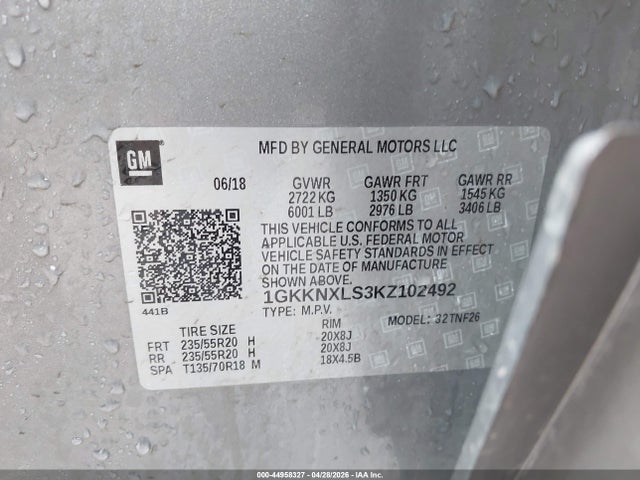 2019 Gmc Acadia Denali მანქანა იყიდება აუქციონზე, vin: 1GKKNXLS3KZ102492, აუქციონის ნომერი: 44958327