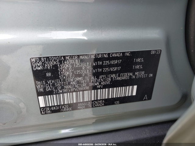 44958356 :رقم المزاد ، 2T3W1RFV8PW288998 vin ، 2023 Toyota Rav4 Xle مزاد بيع