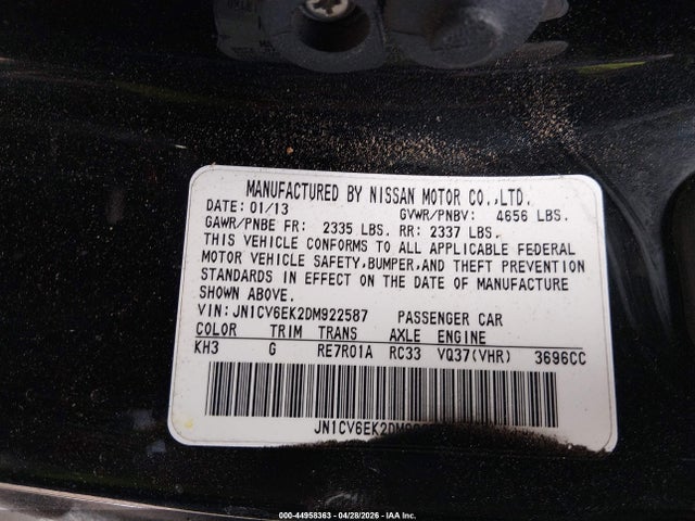 Продаж на аукціоні авто 2013 Infiniti G37 Journey, vin: JN1CV6EK2DM922587, номер лоту: 44958363