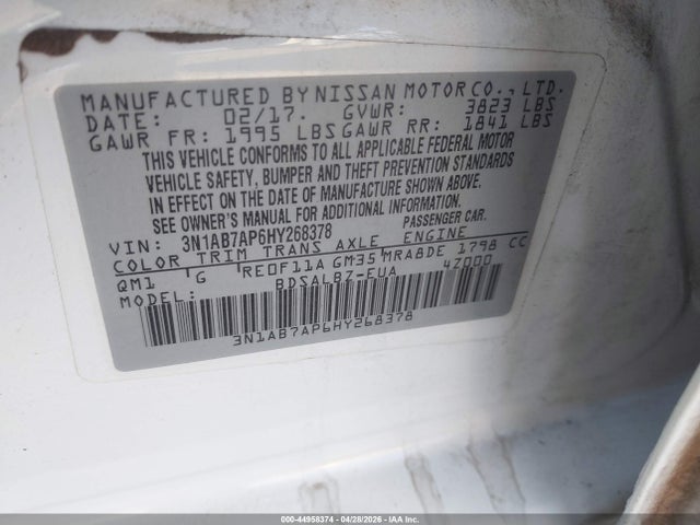 3N1AB7AP6HY268378 Nissan SENTRA S