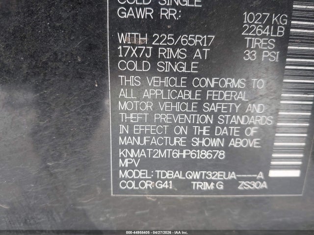 Nissan ROGUE SV 2017 KNMAT2MT6HP618678 Image 9