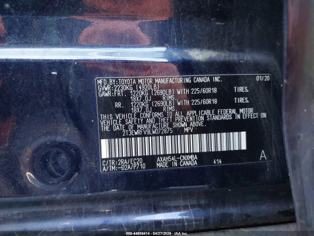 Продаж на аукціоні авто 2020 Toyota Rav4 Hybrid Xse, vin: 2T3EWRFV9LW072875, номер лоту: 44958414